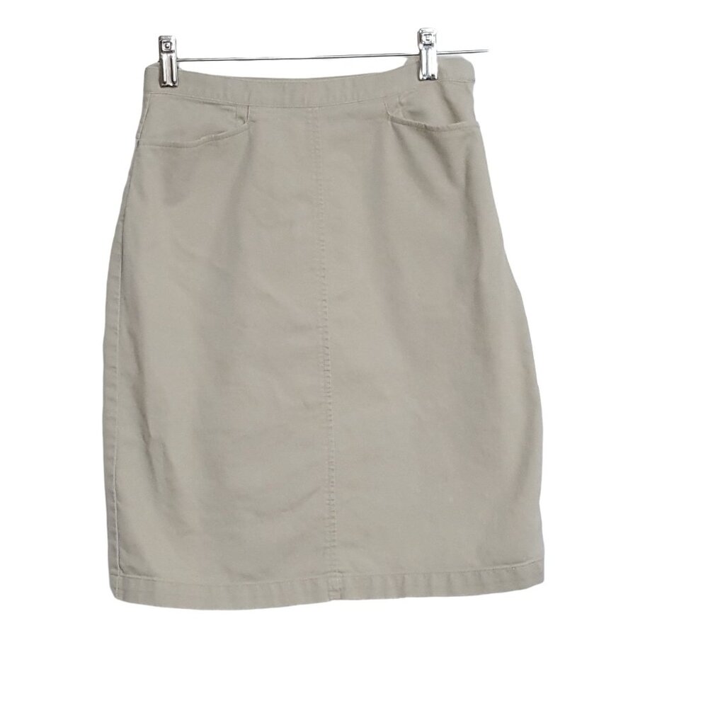 Talbots Womens Skirt Size 2 Beige Cotton Pockets Knee Length